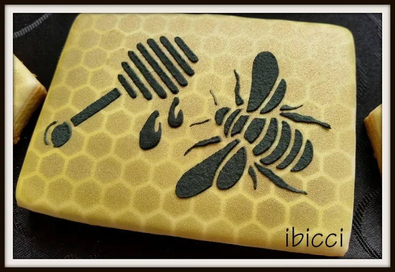 Example - Large Bee and Honeystick on Honeycomb background