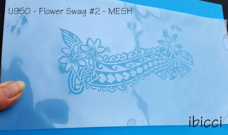 ibicci Polynesian Frangipani Swag Cake Stencil - MESH
