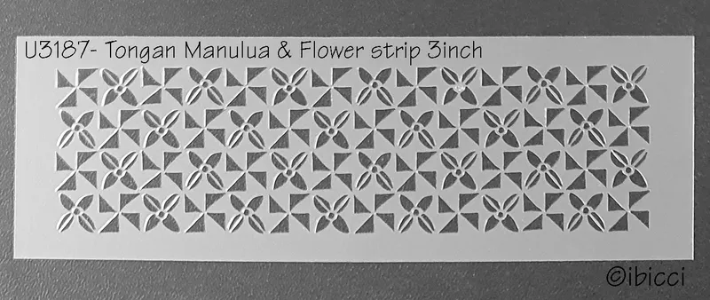 ibicci Tongan Manulua & Flower 3" strip stencil