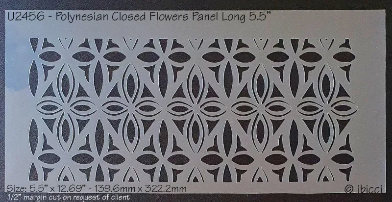 ibicci Polynesian Closed Flowers Long Panel stencil 5.5"