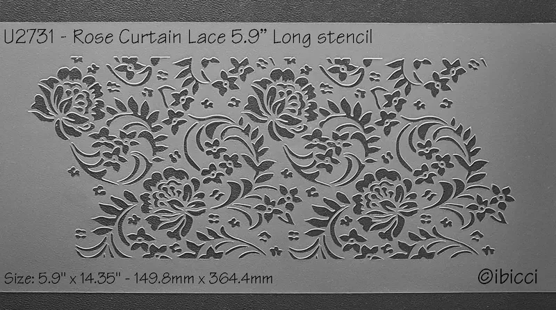 ibicci Rose Curtain Lace stencil 5.9" height