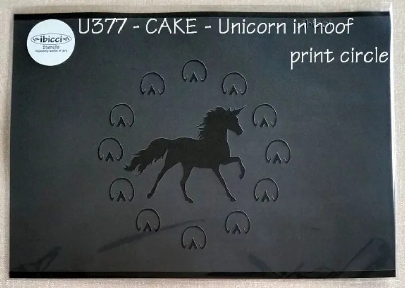ibicci Unicorn in Hoof Print Circle stencil - for cakes