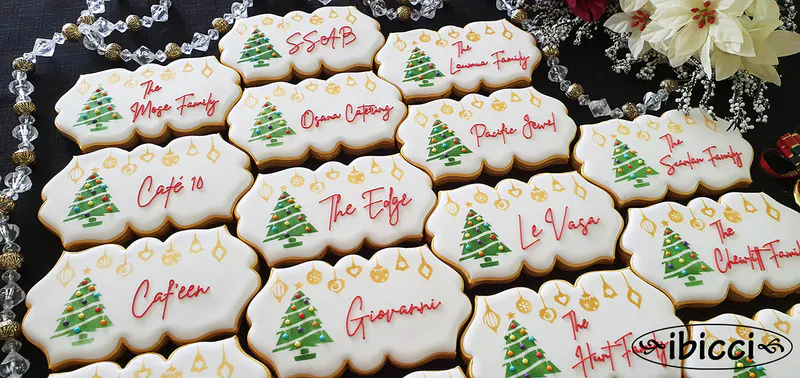 ibicci Corporate Christmas cookies using the Christmas Mesh stencil