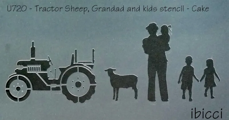 ibicci Farm Tractor, Sheep, Grandad Kids Cake stencil