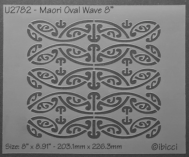 ibicci Maori Wave Cake Panel Stencil 8" - 5 sections