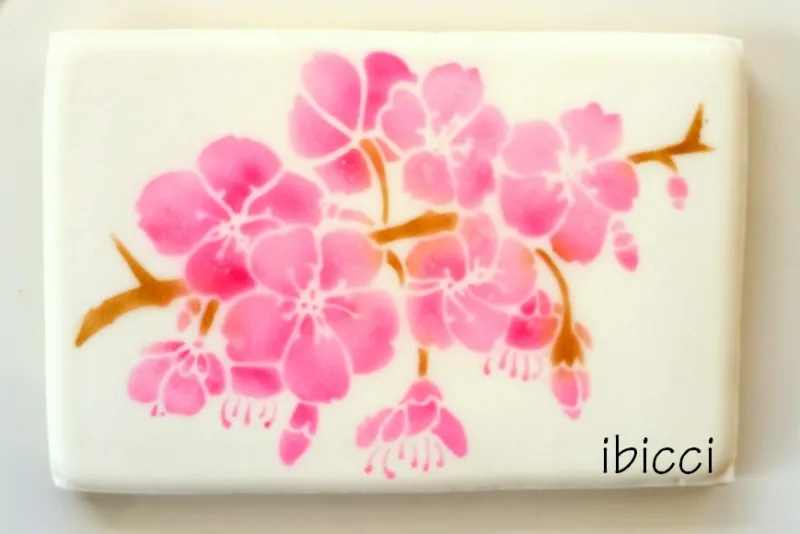 ibicci Cherry Blossom cookie using the Large Blossom stencil (1 part)