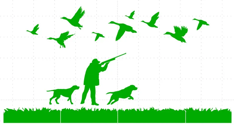 ibicci Duck Hunting stencil - shown with Grass strip