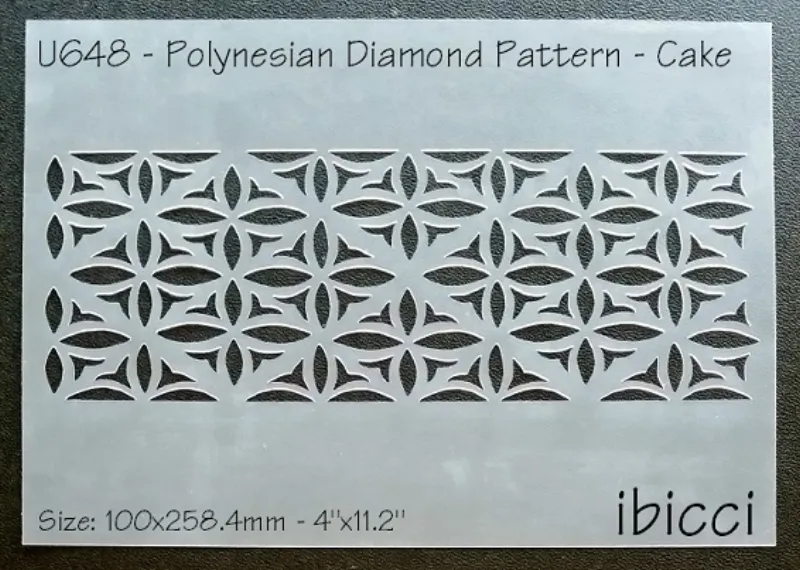 ibicci Polynesian Diamond Pattern Cake Stencil - 4" height