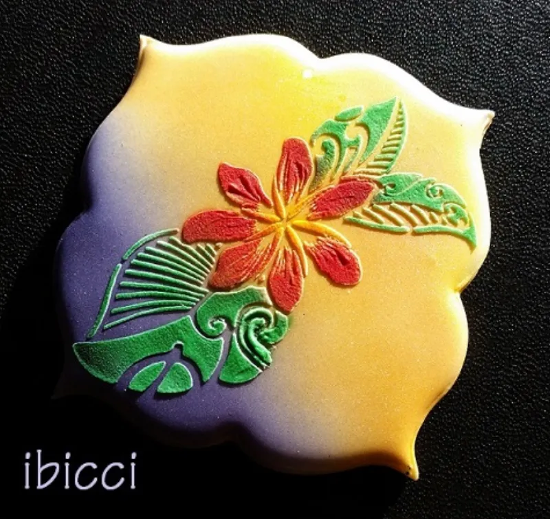 ibicci Polynesian Flower cookie using the large Flower stencil