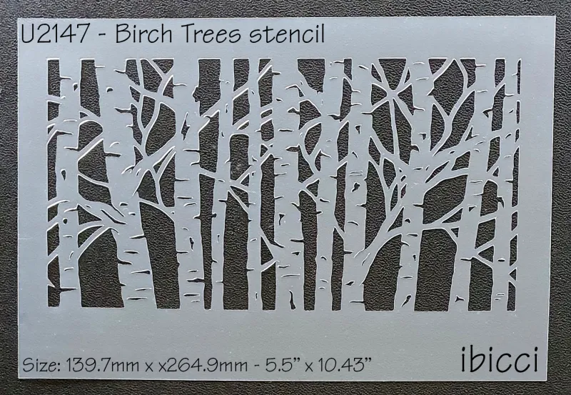 ibicci Birch Trees Background stencil 5.5"
