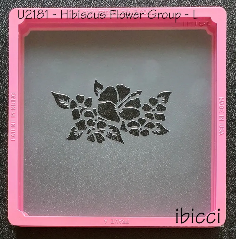 ibicci Hibiscus Small Flower Cookie stencil U2181 Left