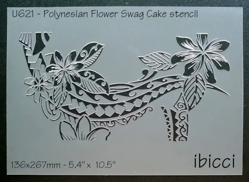 Polynesian Flower Swag Cake Stencil