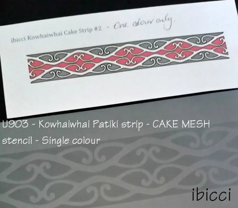 ibicci Maori Kowhaiwhai Patiki Cake Mesh Stencil for single colour