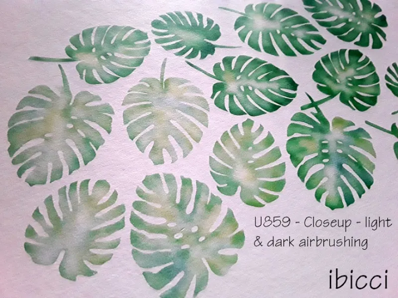 ibicci Monstera Leaves Landscape Cookie Mesh Stencil - Closeup