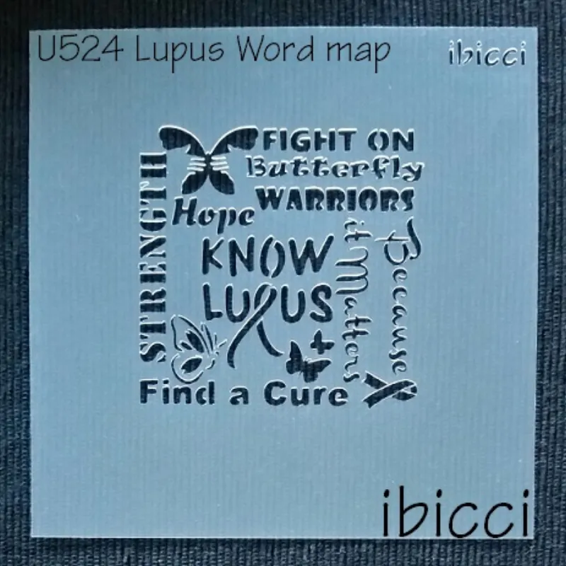 ibicci Lupus Word Map stencil shown at 80mm