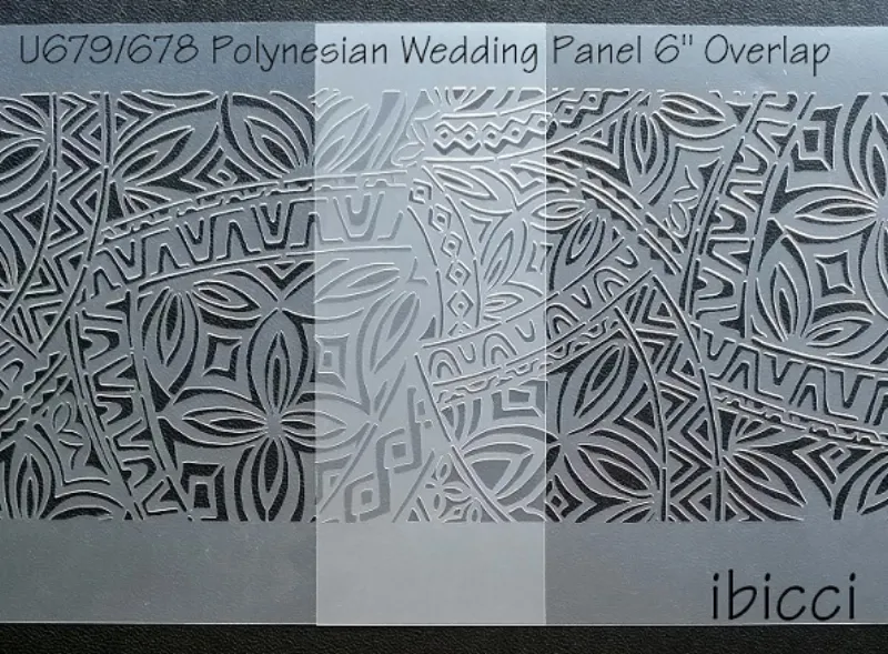 ibicci Polynesian Wedding Panel 6" Stencil - showing overlap