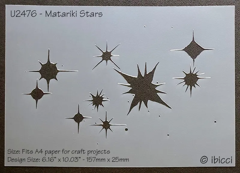 ibicci Matariki Stars stencil A4 (A3 enlarged from this design)