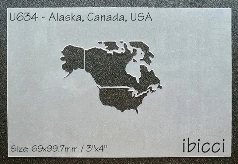 Alaska, Canada, US Map Stencil