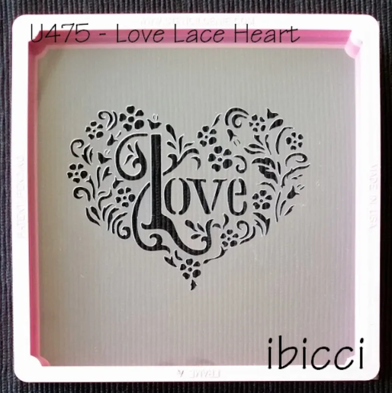 ibicci Love Lace Heart stencil - 4"
