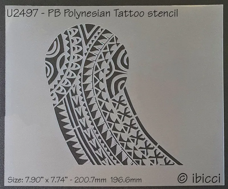 ibicci PB Polynesian Tattoo stencil 8" closeup