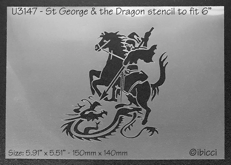 ibicci St George and the Dragon Stencil to fit 6"