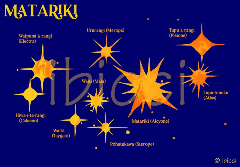 Matariki Stars with Names Digital Print
