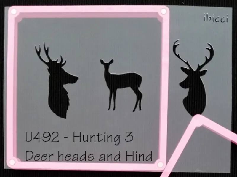ibicci Hunting Cookie stencil #3 - Stag heads and Hind
