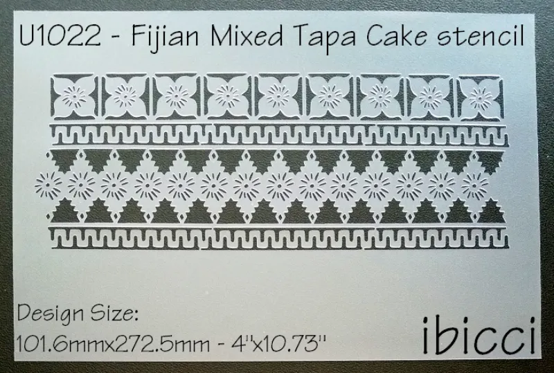 ibicci Fijian Mixed Tapa Cake stencil 4"
