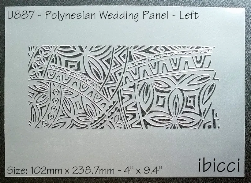 ibicci Polynesian Wedding panel cake stencils - 4" Left