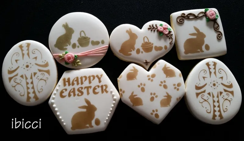 ibicci cookies using the Ornate Cross and Rejoice Easter stencils