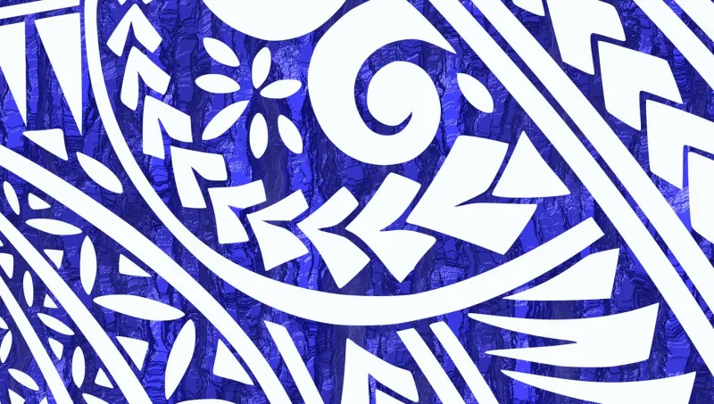 Closeup of DPJSPoly06 - White on Blue Bark texture background