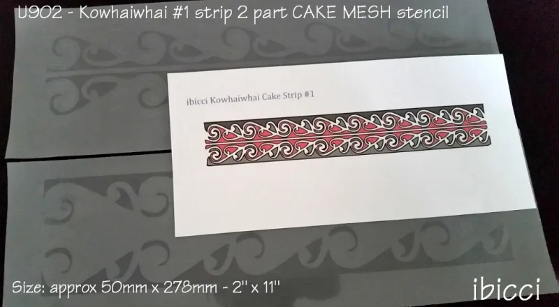 ibicci Maori Kowhaiwhai Ngaru Cake Mesh Stencil - 2 part
