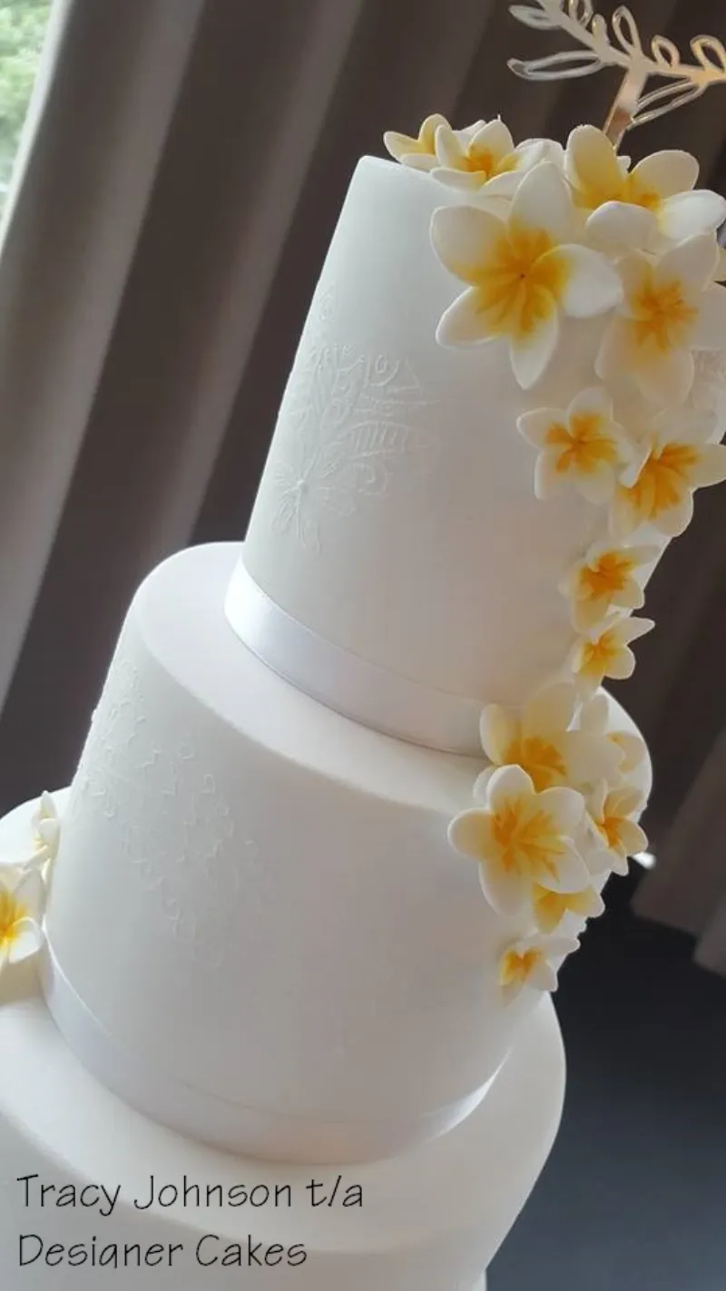 Tracy Johnson t/a Designer Cakes - Embossed Frangipani Swag Mesh stencil