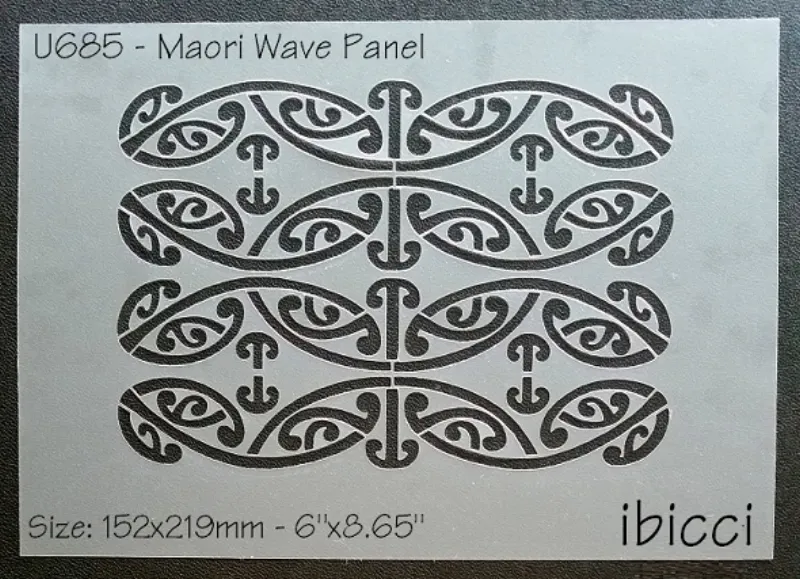ibicci Maori Wave Cake Panel Stencil 6"
