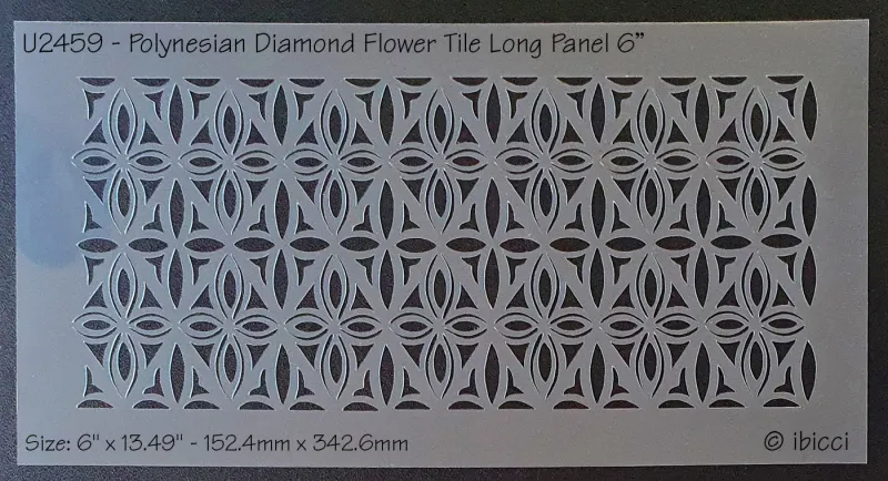 ibicci Polynesian Diamond Flower Tile Long Panel stencil 6"