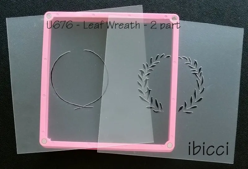 ibicci 2 part Leaf Wreath stencil showing layers