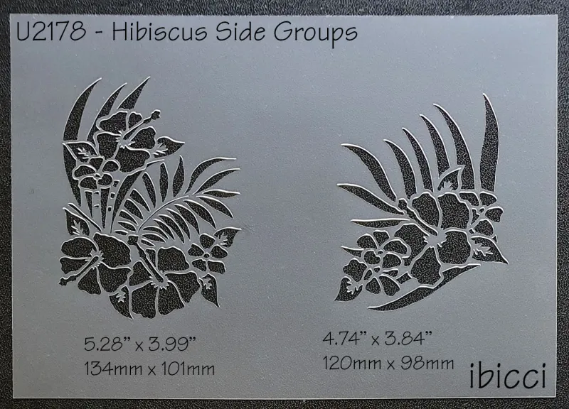 ibicci Hibiscus Flowers Side Groups stencil - Larger sized