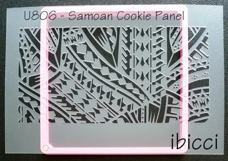 ibicci Samoan cookie panel stencil shown over a Stencil Genie