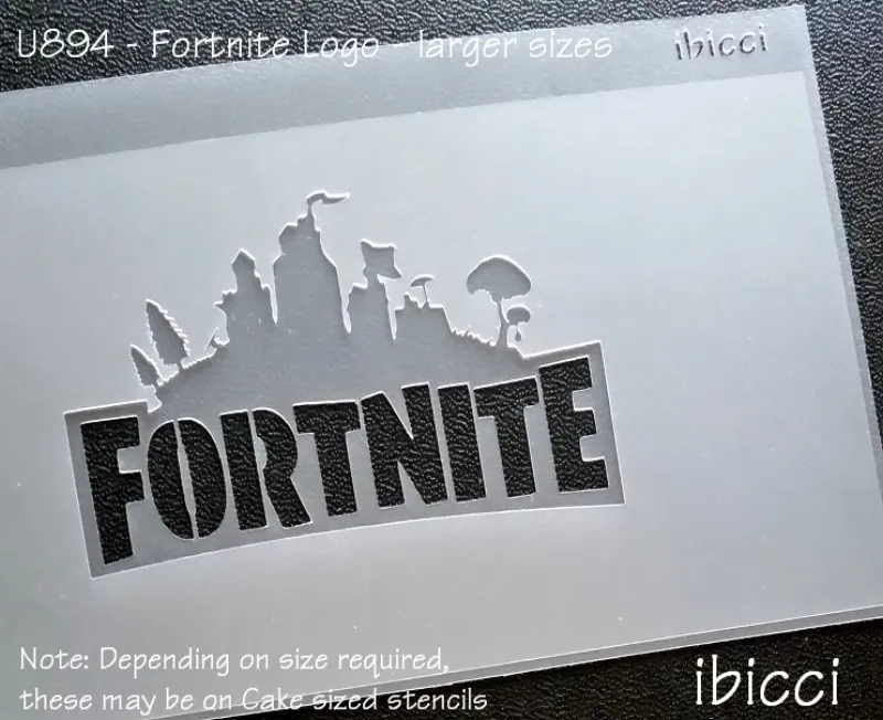 ibicci 2 part Fortnite logo stencil - Cake stencils