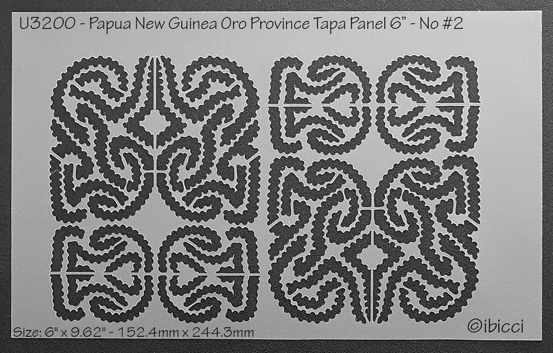 ibicci Papua New Guinea Oro Province Tapa stencils to fit 6" #2 with border pattern