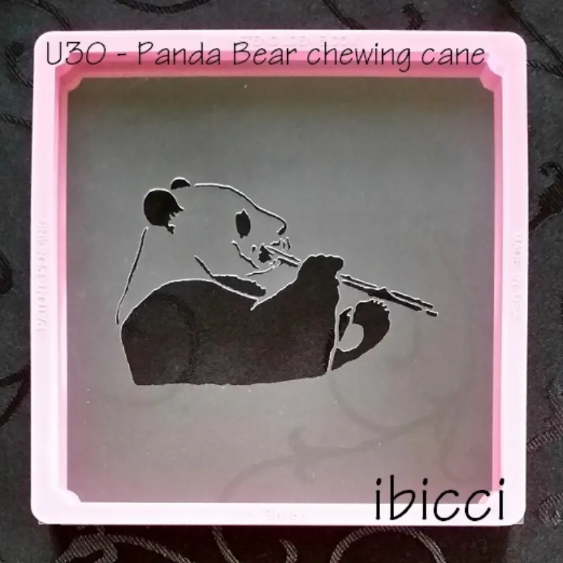 ibicci Panda Bear chewing Bamboo cane stencil