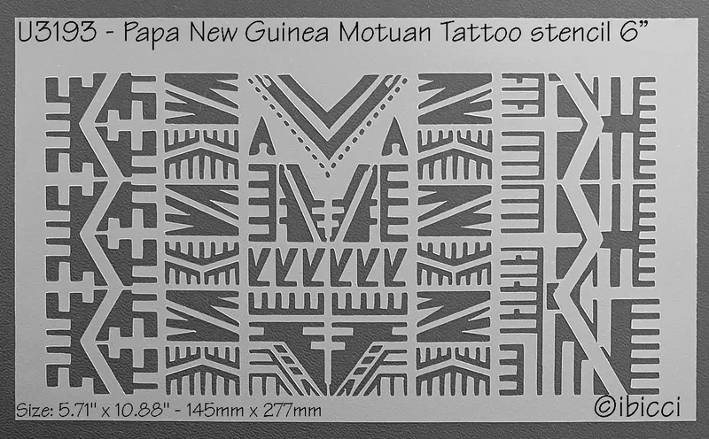 ibicci Papua New Guinea Motuan Tattoo stencil to fit 6"