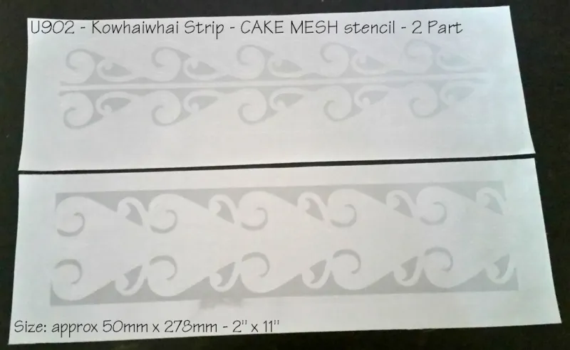 Maori Kowhaiwhai Waves Cake Mesh Stencil - 2 part