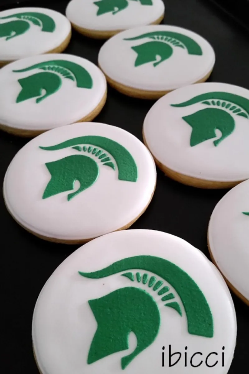 ibicci cookies using the Michigan State University Spartan stencil