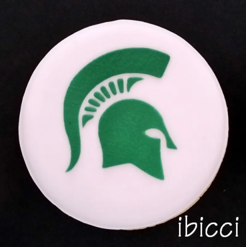 ibicci cookie using the Michigan State University Spartan stencil