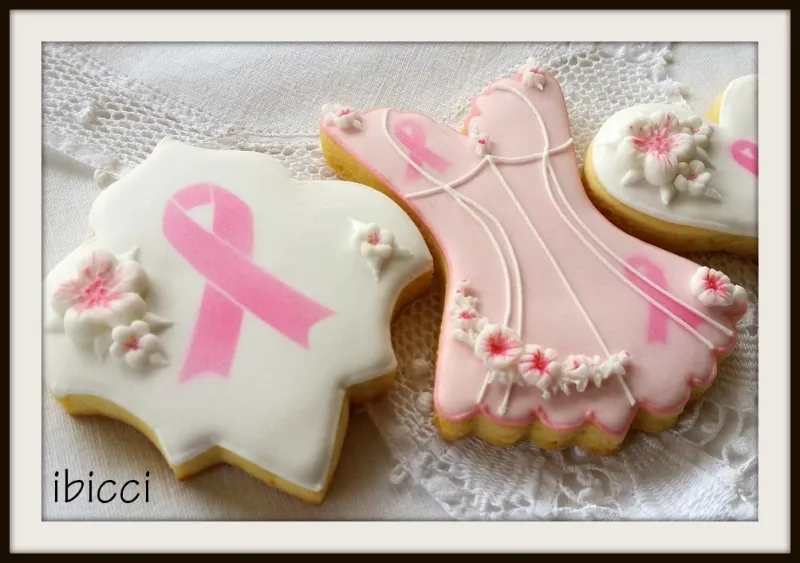 Breast Cancer Awareness cookies including pink corset
