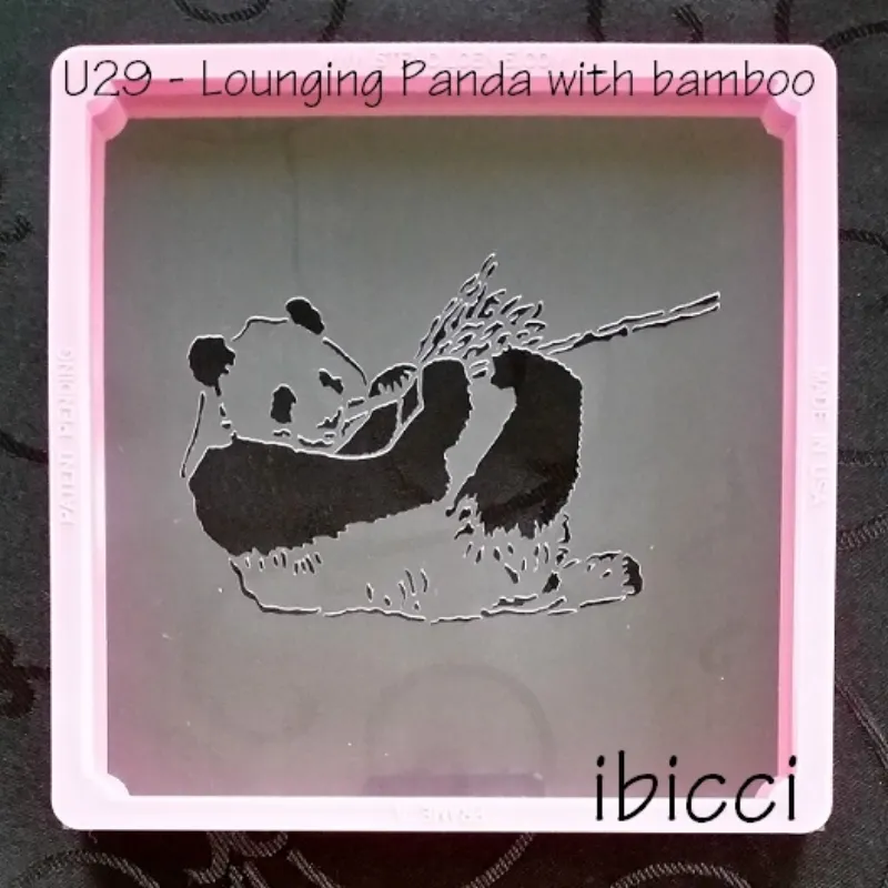ibicci Panda Bear longing with Bamboo cane stencil