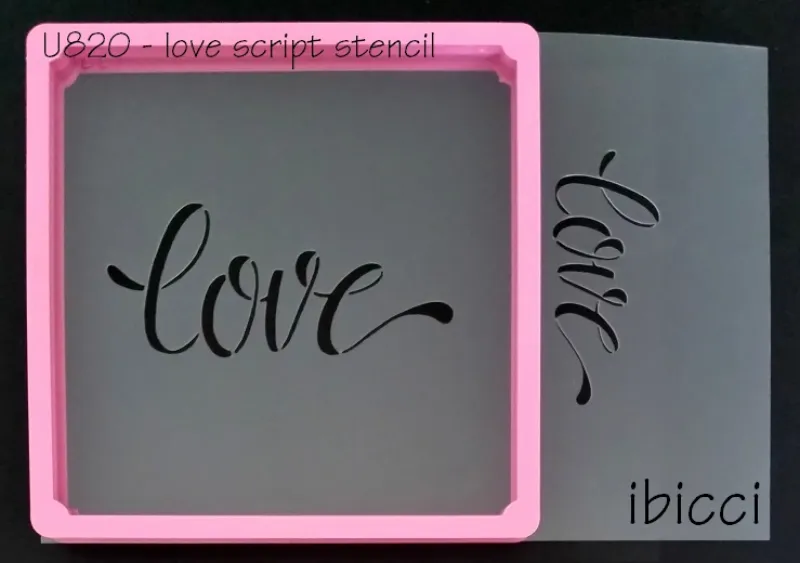 ibicci love script stencil in a Stencil Genie