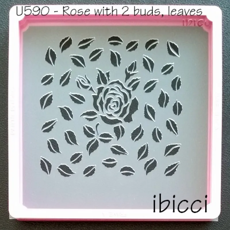 ibicci Rose, 2 Buds and Leaves stencil - 1 part
