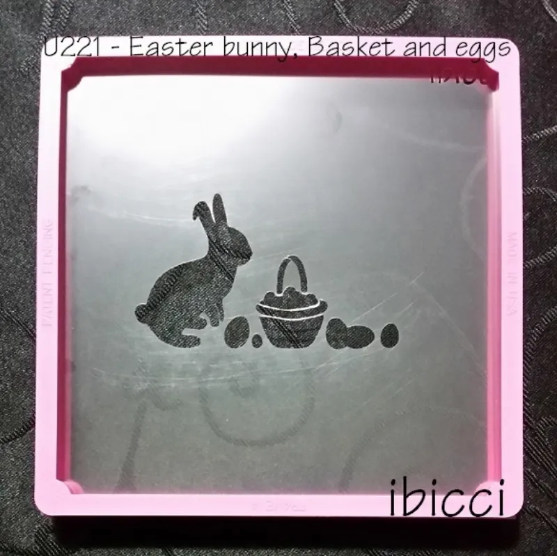 Easter Bunny, Basket and Eggs stencil